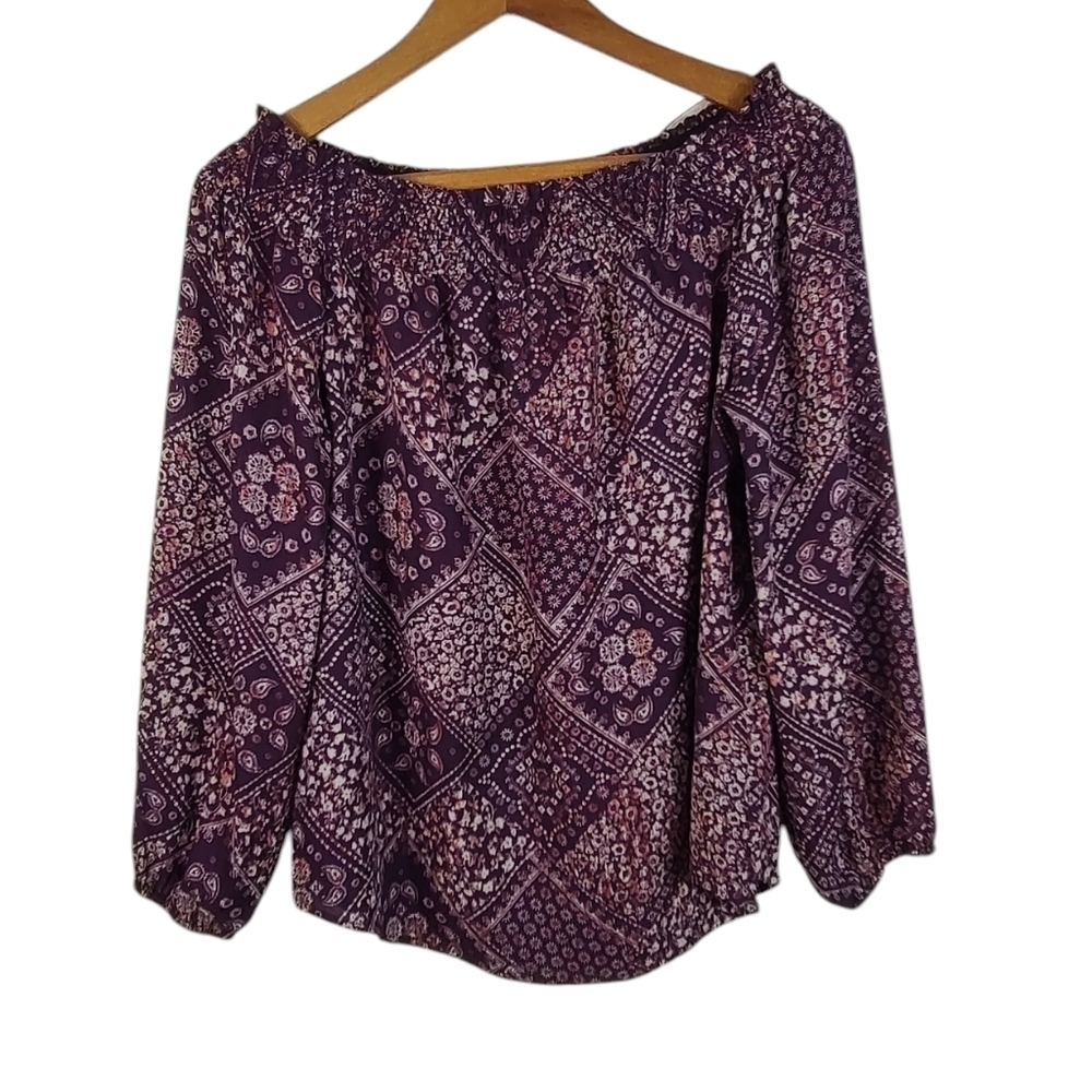 Lily White Purple Floral Off The Shoulder Top S